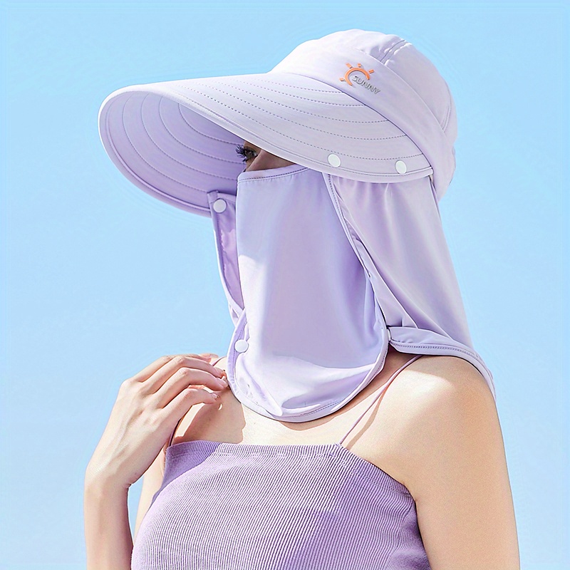 Solid Color Sun Hat Neck Gaiter Uv Protection Mask - Temu Saudi Arabia