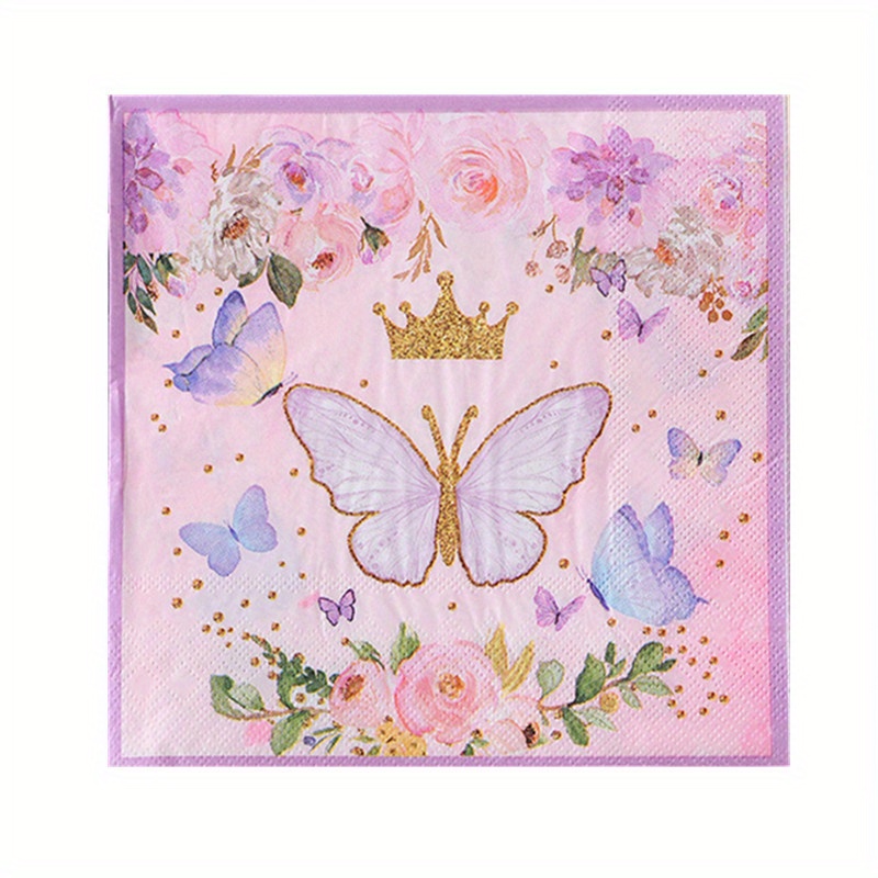 Juego Vajilla Temática Princesa Corona Rosa Mariposa Platos - Temu