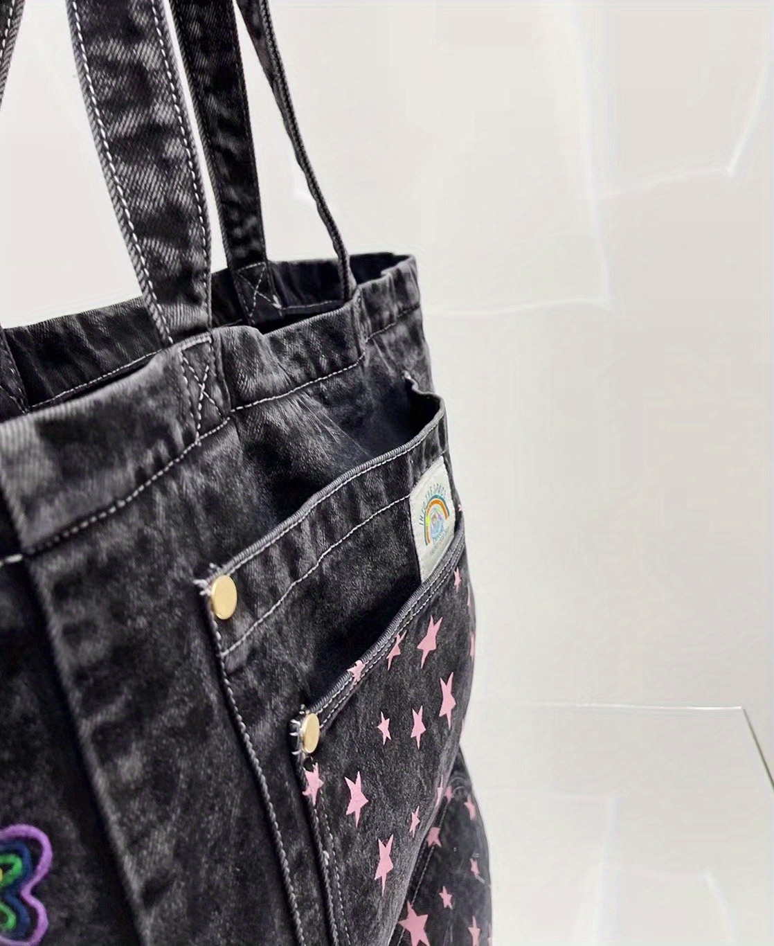 Leftside Y2K Fashion Big Denim Tote Bag