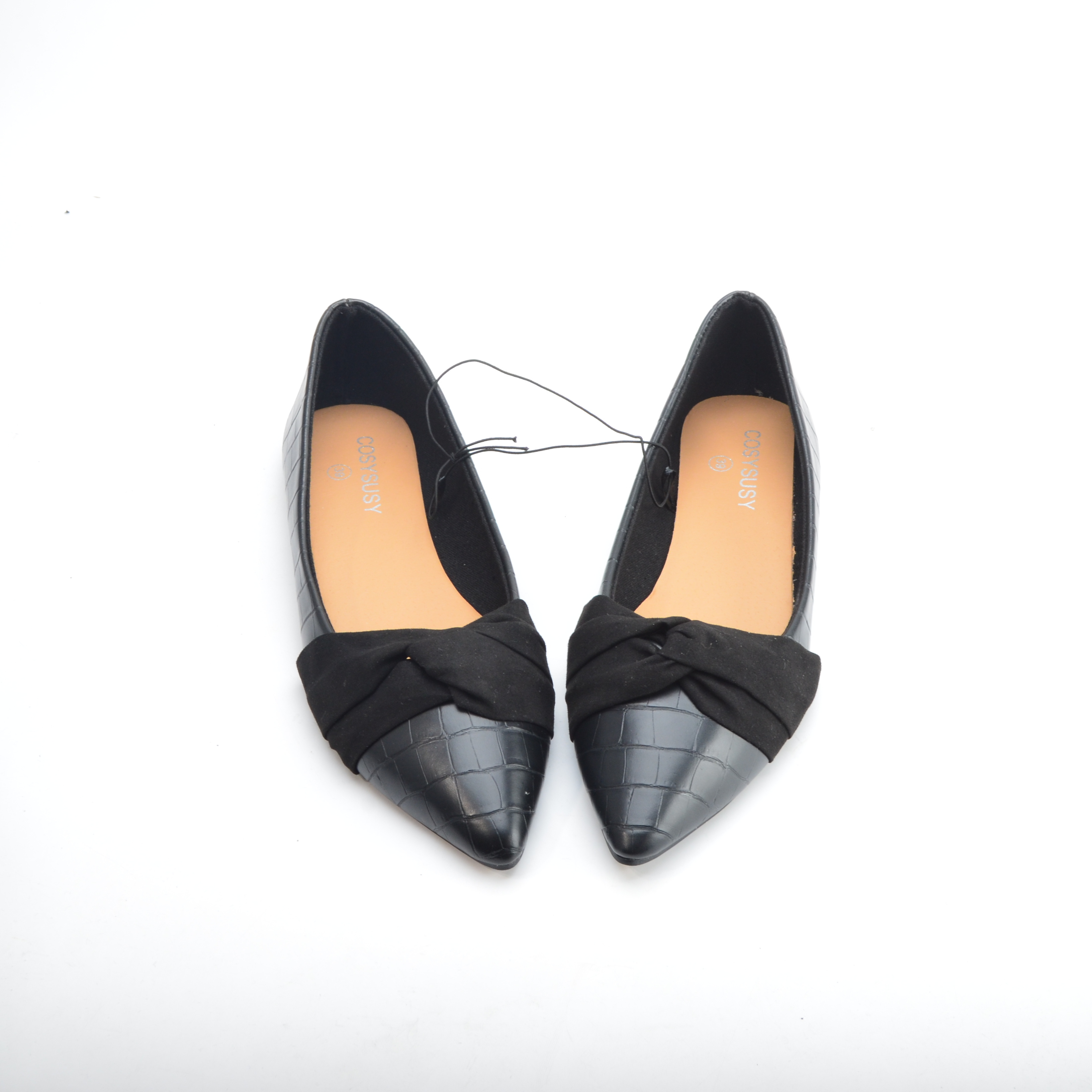 Pointed toe flats with on sale bow