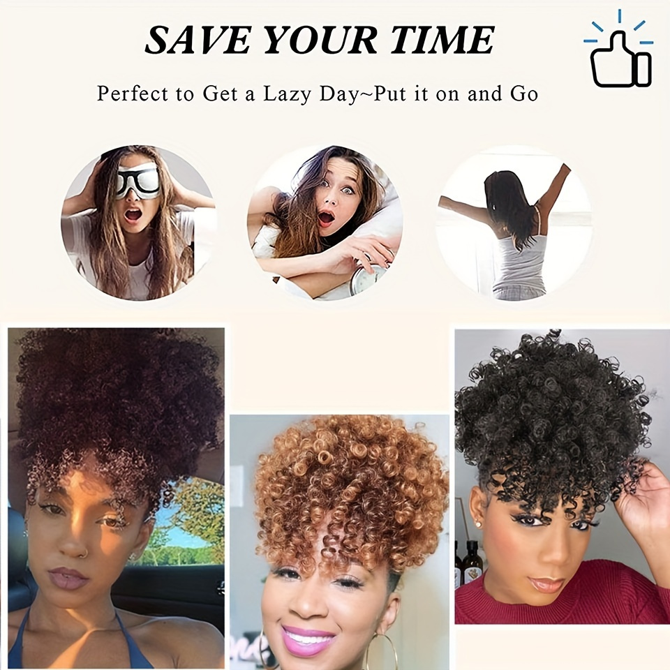 Afro Puff Hair Pieces Women Short Chignon Bangs Temu