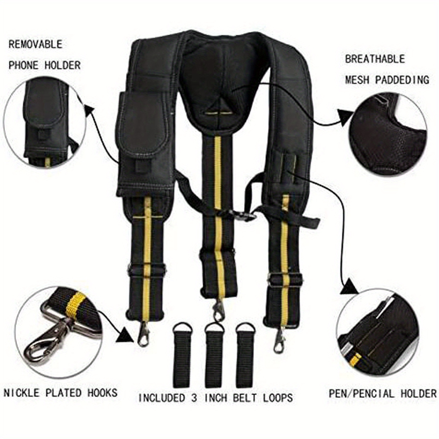 Tactical Suspenders Duty Belt Harness Padded Adjustable Tool Belt