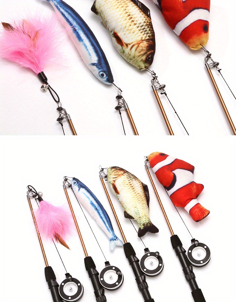 Ymiko Fishing Rod Cat Toy, Lifelike Fish Design Cat Toys For Cat Toys For Chewing Red Fish + Fishing Rod