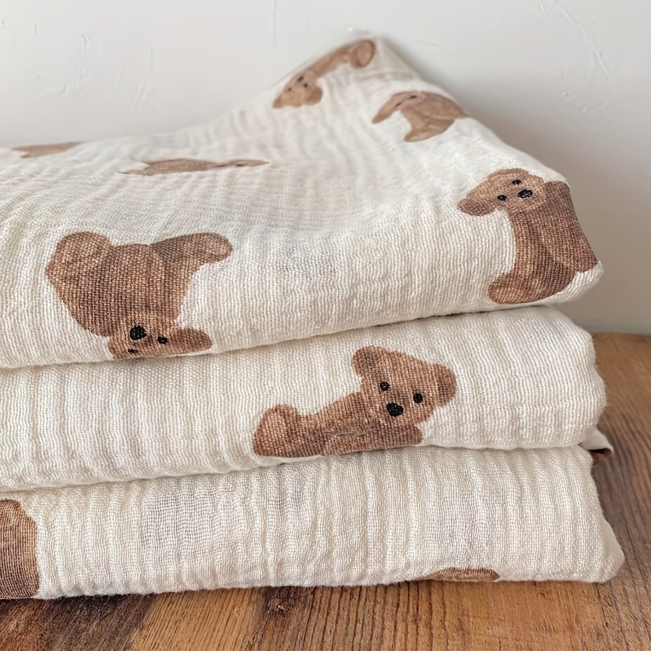 1pc double layer cotton yarn cute bear printed blanket baby blanket bath towel blanket halloween christmas gift details 2