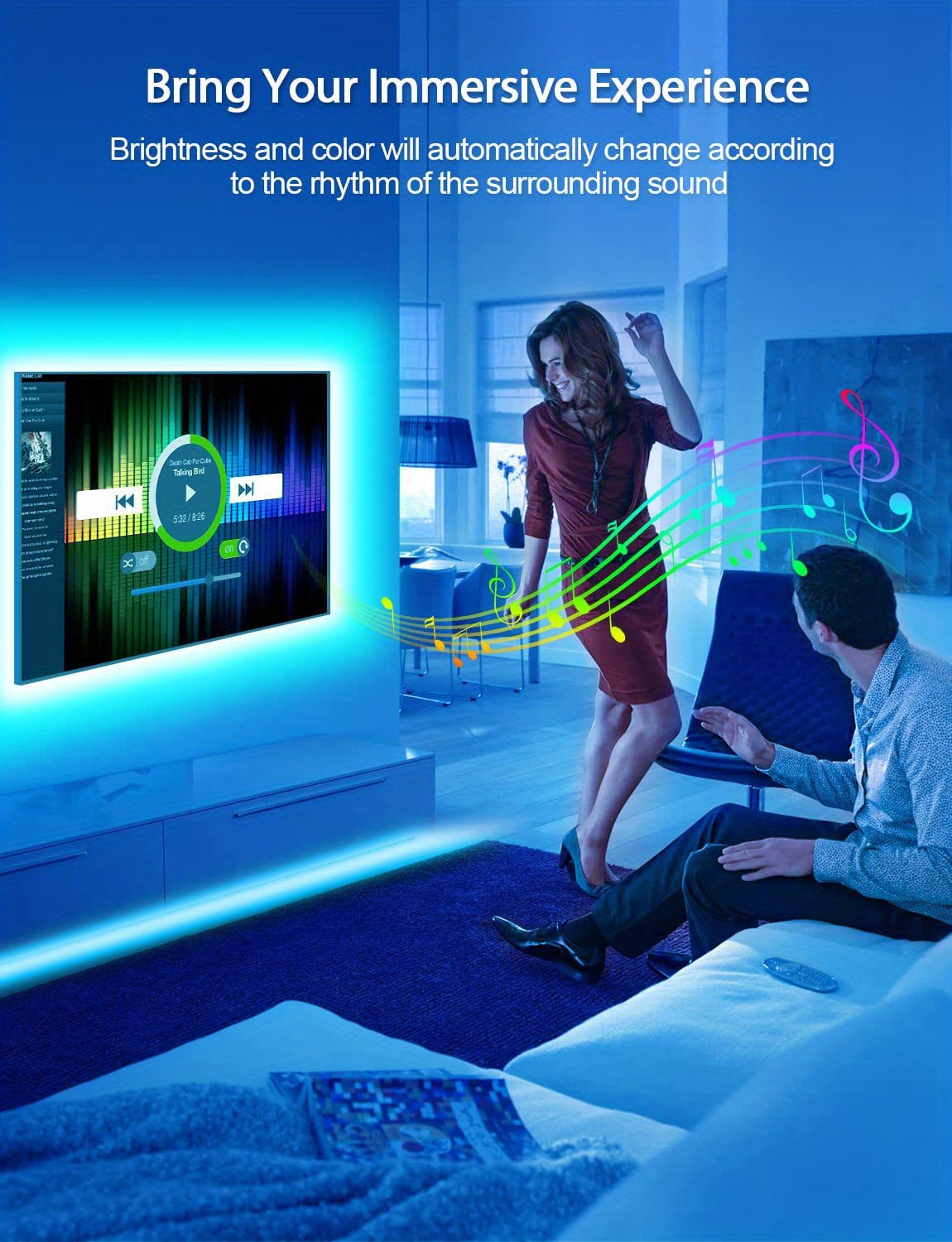 transform your home with 16 4ft led strip lights 5050 rgb color changing kit with 20 keys ir remote music sync details 4