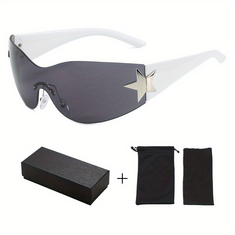 Y2K Oversized Frameless Shield Wrap Around Sunglasses