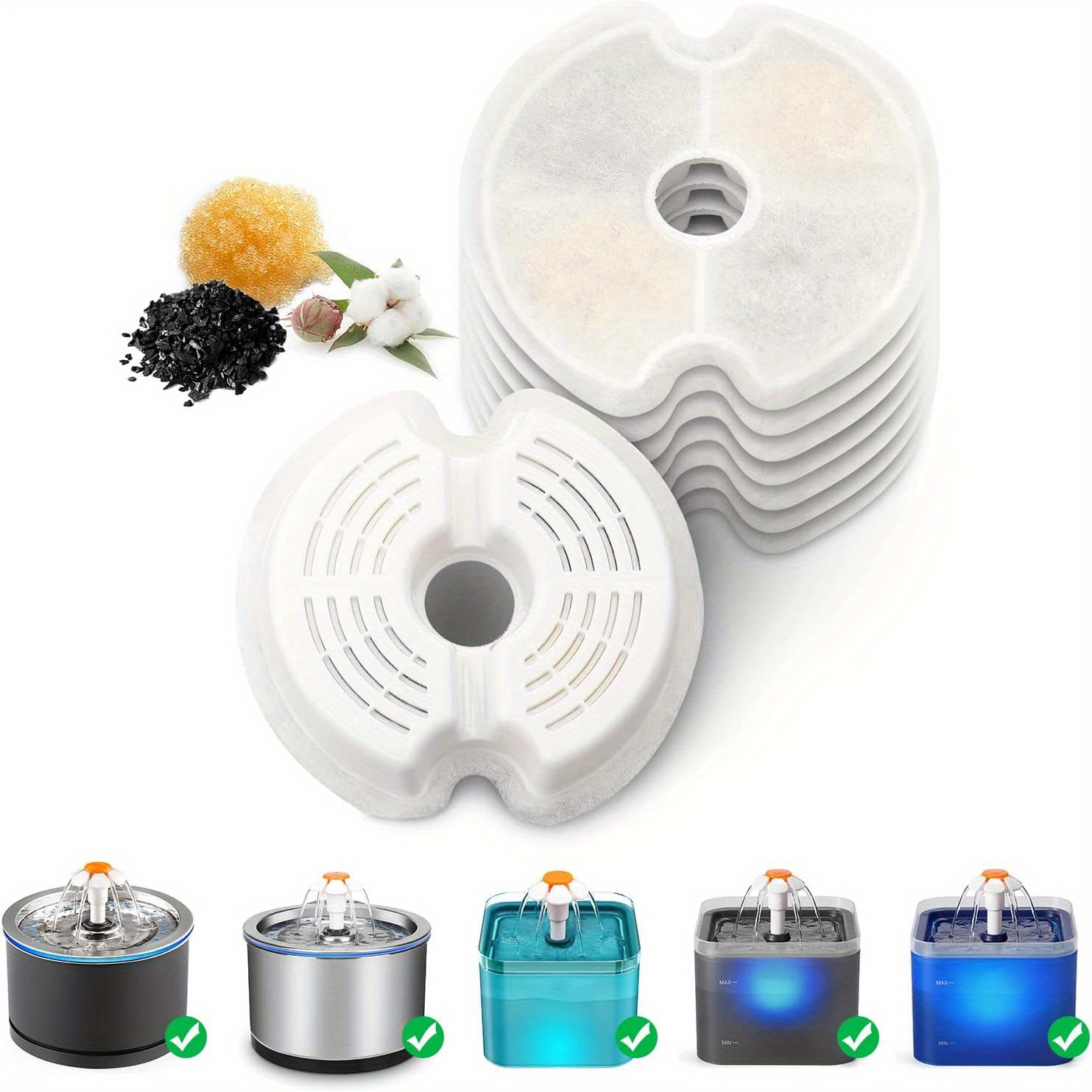 [popular ] Cat Water Fountain Filters, 4/8pcs Replacement Carbon Filters For Automatic Pet Water Fountain, Stainless Steel Cat Water Fountain