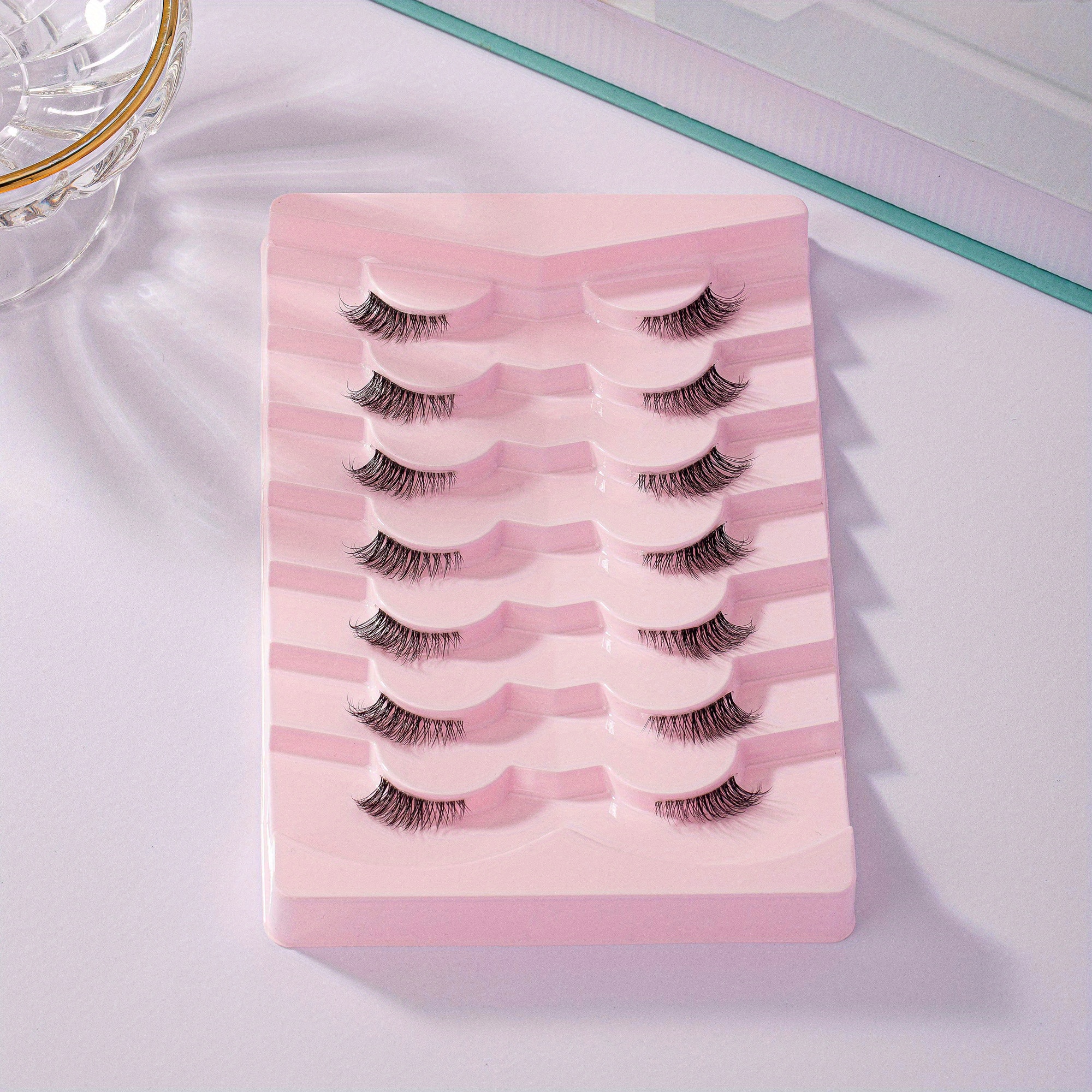 7 Pairs Of Half-eye Style Transparent Terrier Faux Mink Hair Natural Style Cos Eye Lashes Natural Black Reusable Eyelashes