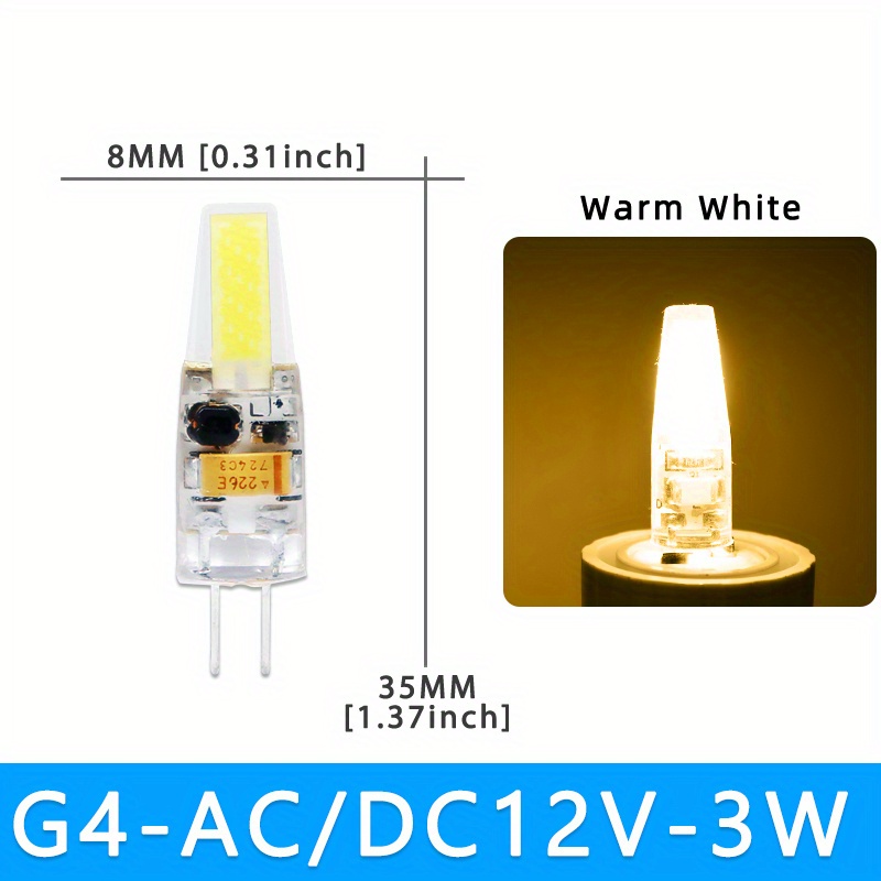 G4 LED 3W 6W 12V AC DC COB Warm/Cool White Light Replace Halogen