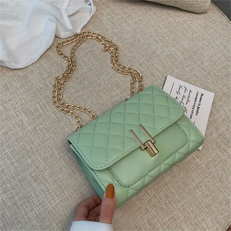 Chain Decorated Women's Pu Leather Shoulder Bag
