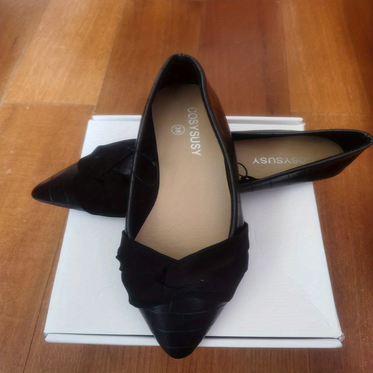 Women's Pointed Toe Bow Ballet Flats Slip On Shoes
