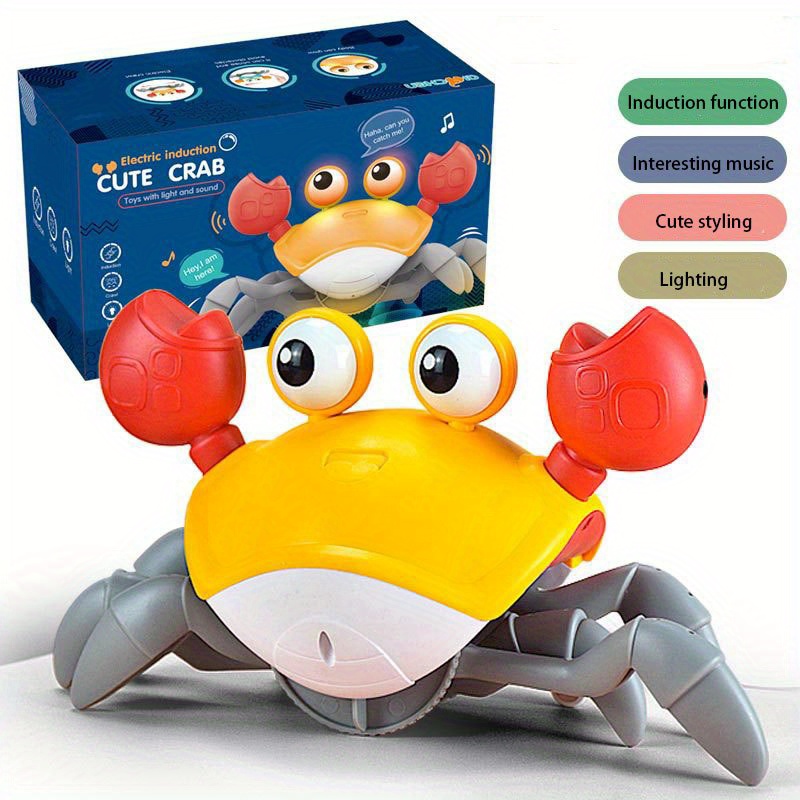 Kisangel Juguete para gatear cangrejo eléctrico juguete de cangrejo  interactivo Juguete musical cangrejo juguete para bebé cangrejo gateando  juguete