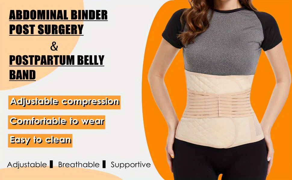 Post Delivery Abdominal Binder 6-inch with Velcro Closure. Men Compression  Shirts, Girdles, Chest Binders, Hernia Garments