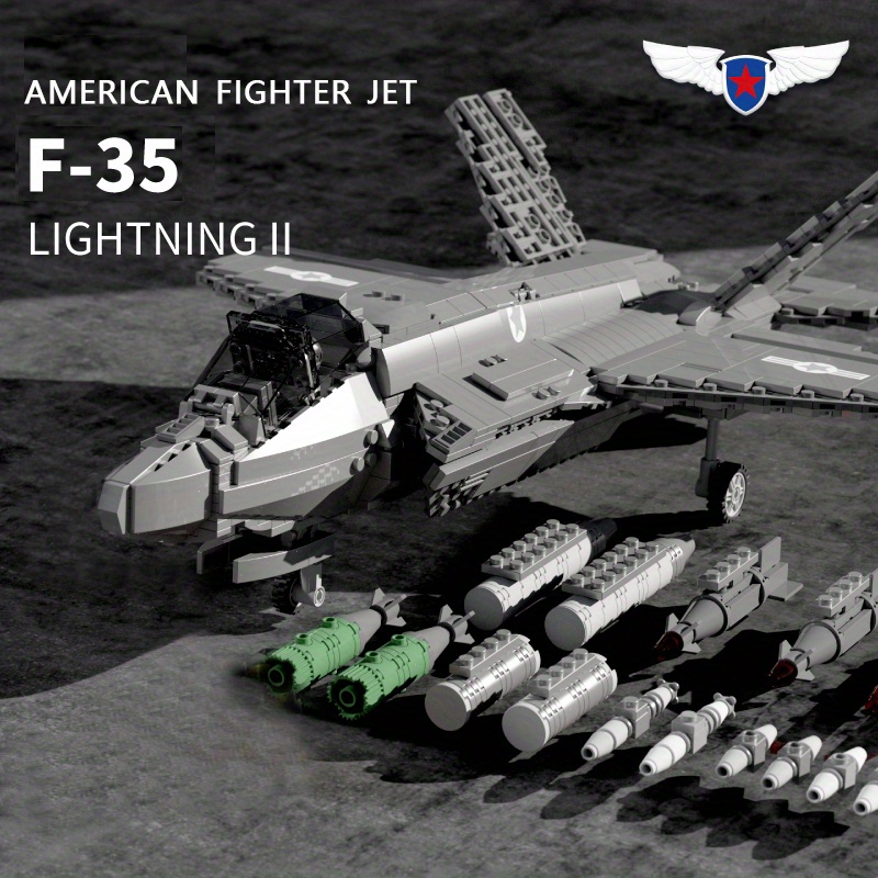 1600個 アメリカステルス戦闘機 ビルディングブロック ミリタリーシリーズ F-35 ライトニング 2 戦闘機アセンブリ ビルディングブロック  模擬陸軍戦争ミサイルモデル ビルディングブロックセット おもちゃ 子供の日のギフト