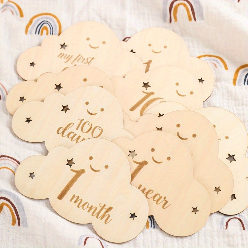 8pcs capture your babys   with wooden milestone   signs christmas present details 8