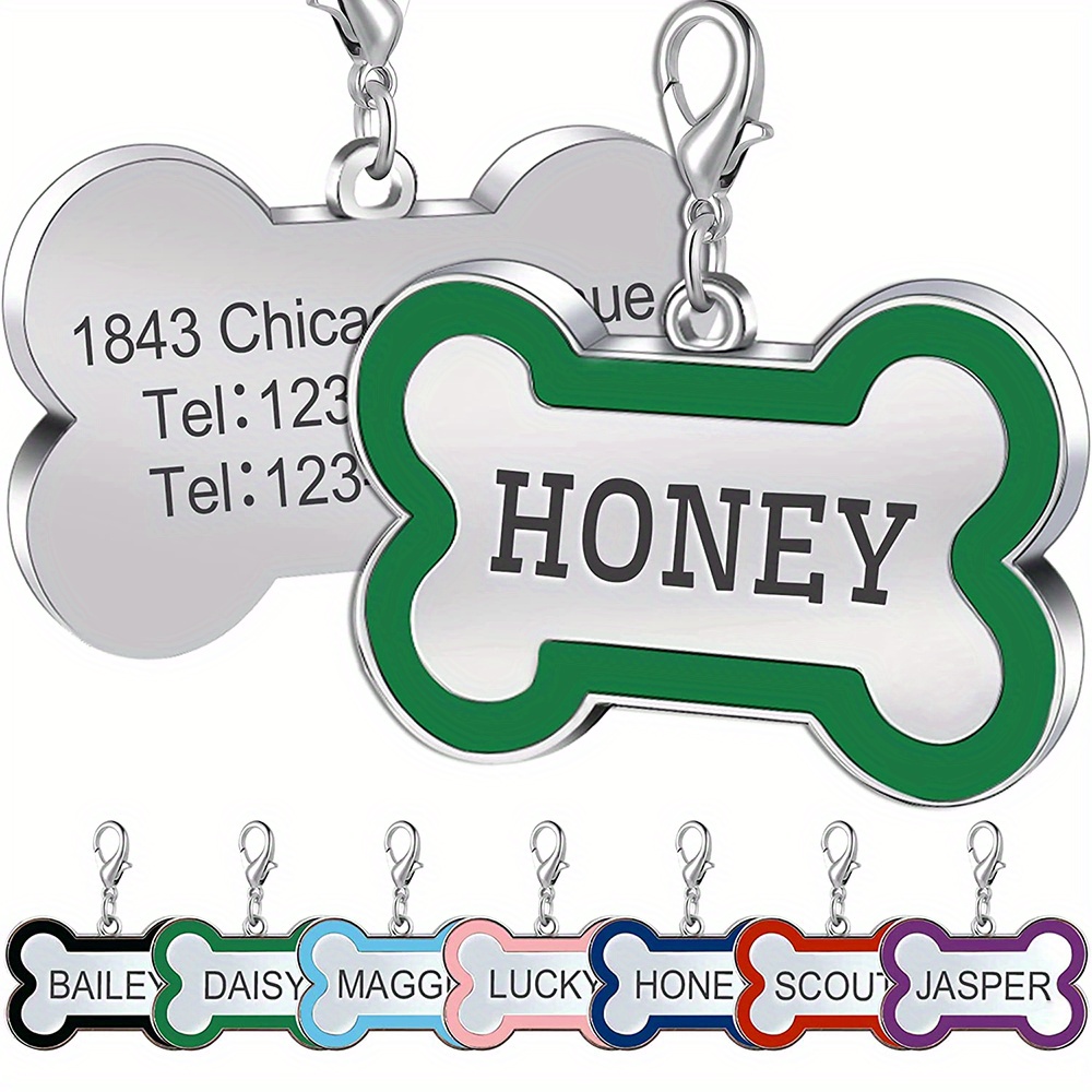 Engraved Bone Shape Pet Tags - Custom Collar Pendant