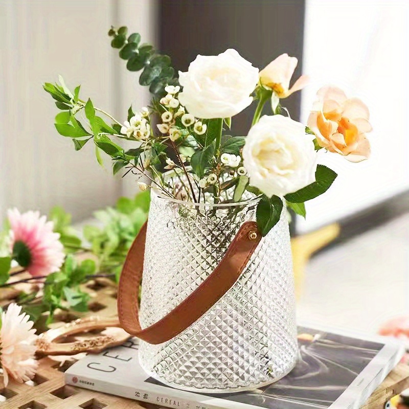 Glass Vase Leather Strap Glass Purse Vase Decor Decorative Temu Australia