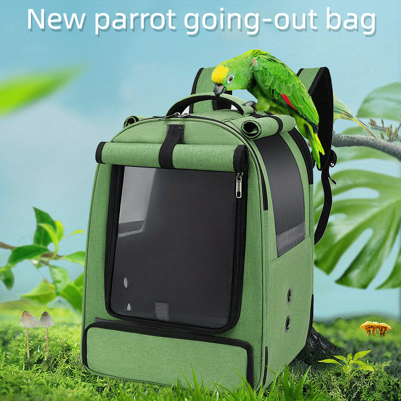 Bird Travel Carrier with Standing Perch,Lightweight Breathable Parrot Cage,  Small Pet Carrier Bag with Shoulder Strap,Bird Rat Guinea Pig Squirrel
