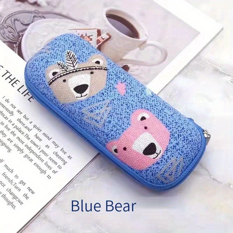 Cartoon Bear And Bird Pattern Sunglasses Case Glasses Box Zipper