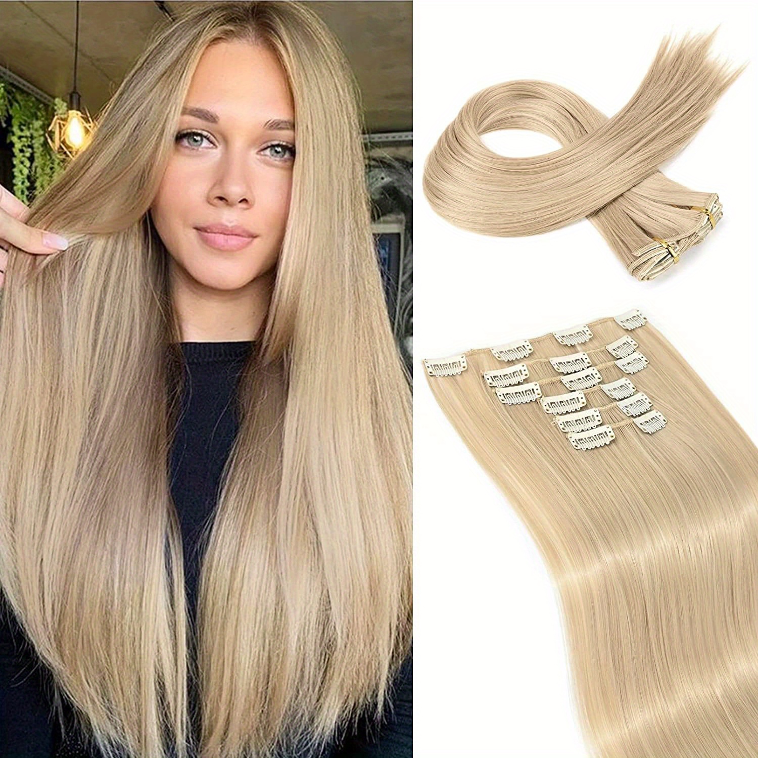 Long Straight Women High Temperature Synthetic Clip In Hair - Temu