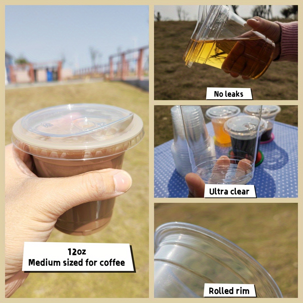 Ultra Clear Disposable Plastic Cups With Strawless Lids, To Go Cups For  Iced Coffee, Smoothie, Milkshake, Cold Beverage Drinking Cup, Ideal For  Cafes, Bistros, Parties - Temu