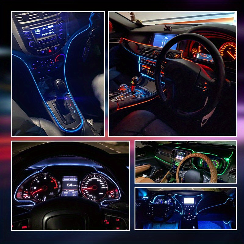Tira de luces LED 5 en 1 para coche, luz interior del coche, kit de  iluminación