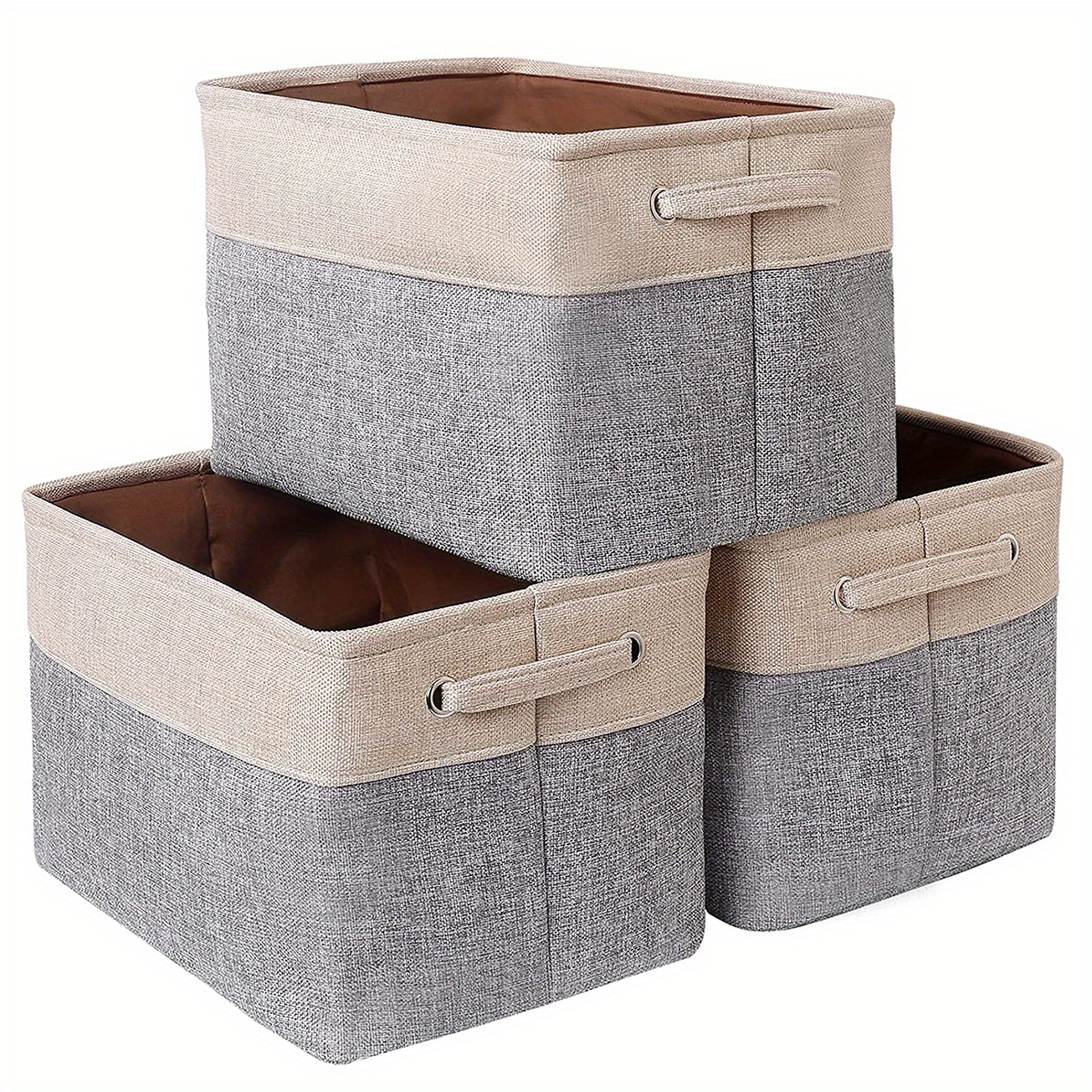 SET Of 2 Foldable Canvas Storage Boxes Folding Fabric Clothes Basket with  Lid UK