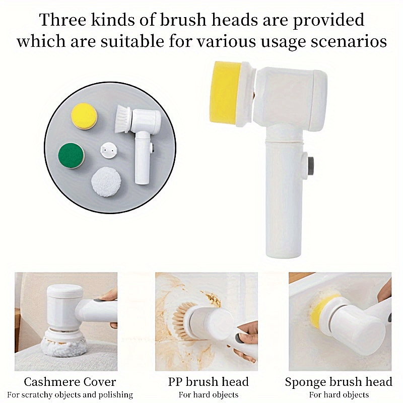 Powerful Electric Cleaning Brush Set With Handle - Ideal For Kitchen,  Bathroom, Car, And More - Includes Silicone Brushes - Battery Not Included  - Temu