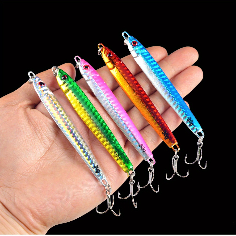 Image of 5pcs 30g Metal Cast Jig Spoon Casting And Jigging - Ideal For Catching Sea And Other Fish - Spinning Fishing Hook And Tackle Included