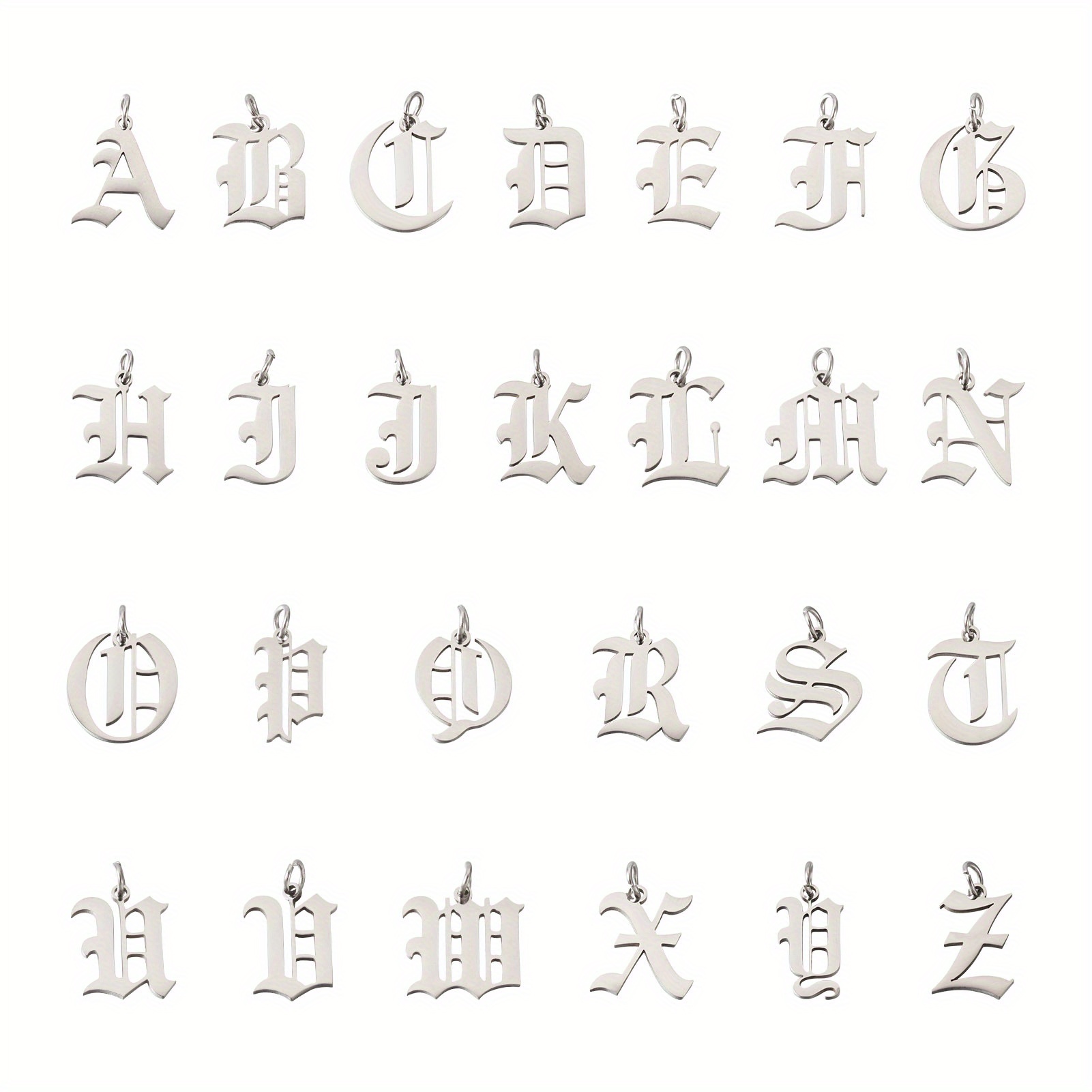 36 Styles 304 Stainless Steel Alphabet Charms Letter A z - Temu