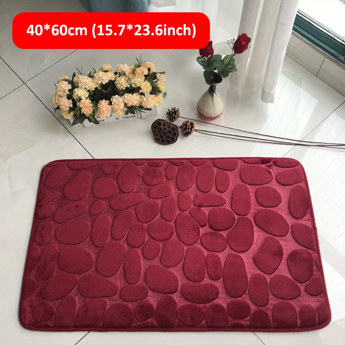 Memory Foam Bath Mat Embossed Pebble Comfortable Floor Rug - Temu