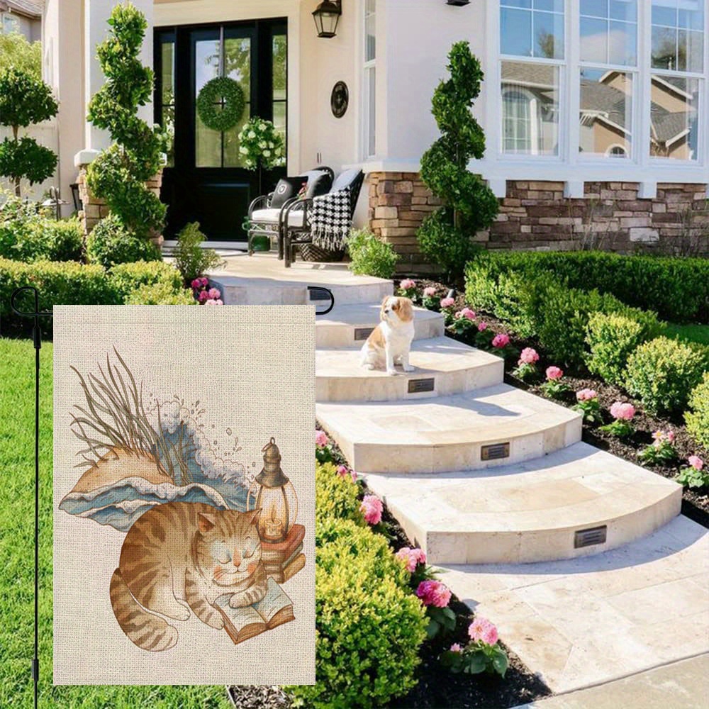 2pcs Cat Garden Flag Welcome Flag 12x18 Inch Double Sided For Outside Yard Flag details 3