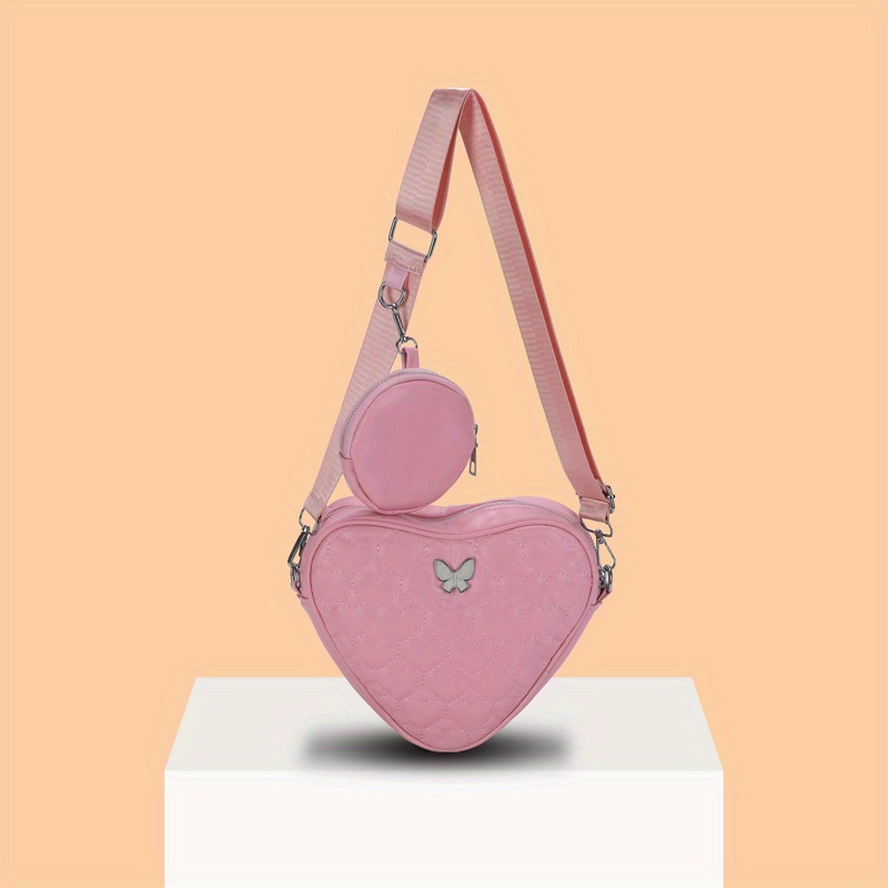 Pink Heart Shaped Bag, Pink Heart Shaped Pouch