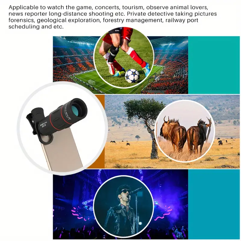 apexel 18x telescope telephoto lens with tripod monocular mobile phone camera lens for smartphones lente para celular for game camping hunting sports details 4
