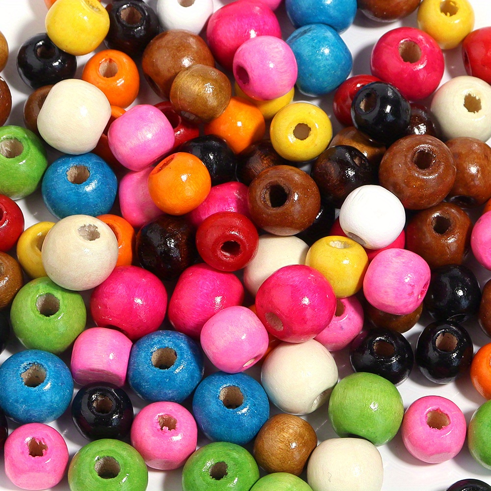 100pcs Wooden Beads Large Hole Mixed For Macrame Jewelry Crafts Making 