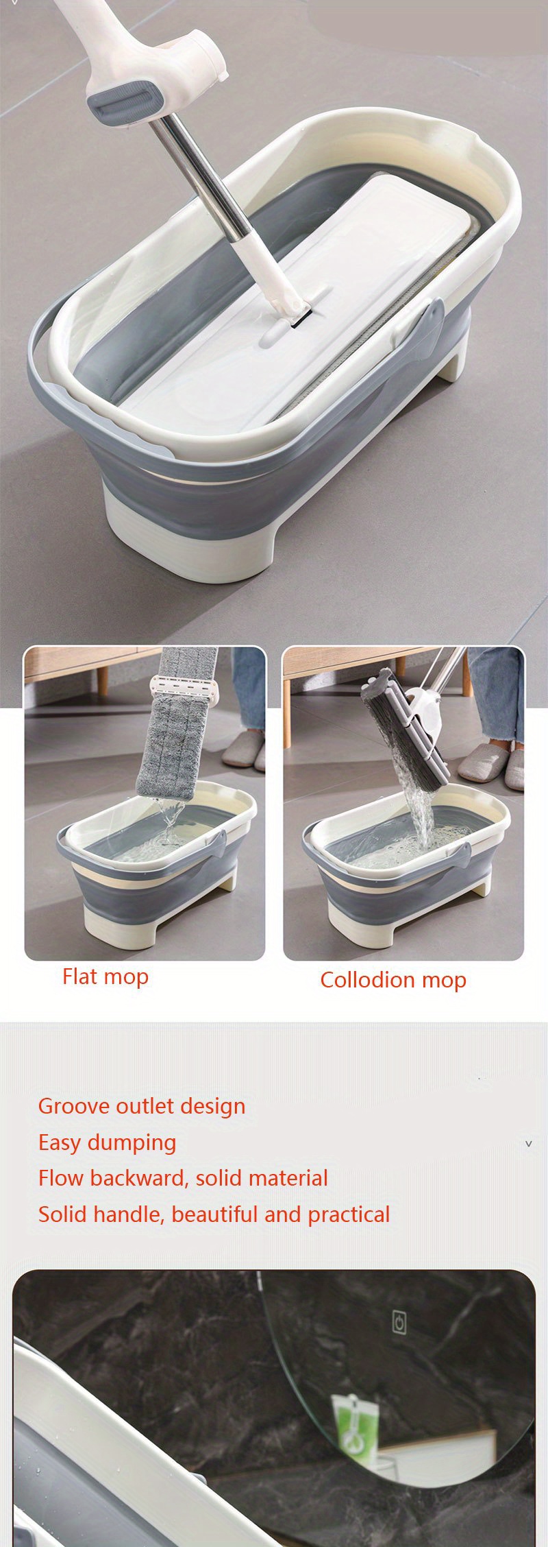 Rectangular Mop Bucket Single Bucket Folding Water Bucket - Temu