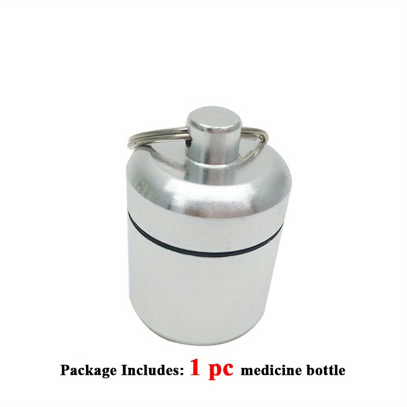 1*Mini Waterproof Metal Medicine Pill Box Case Bottle Holder Container-Keychain
