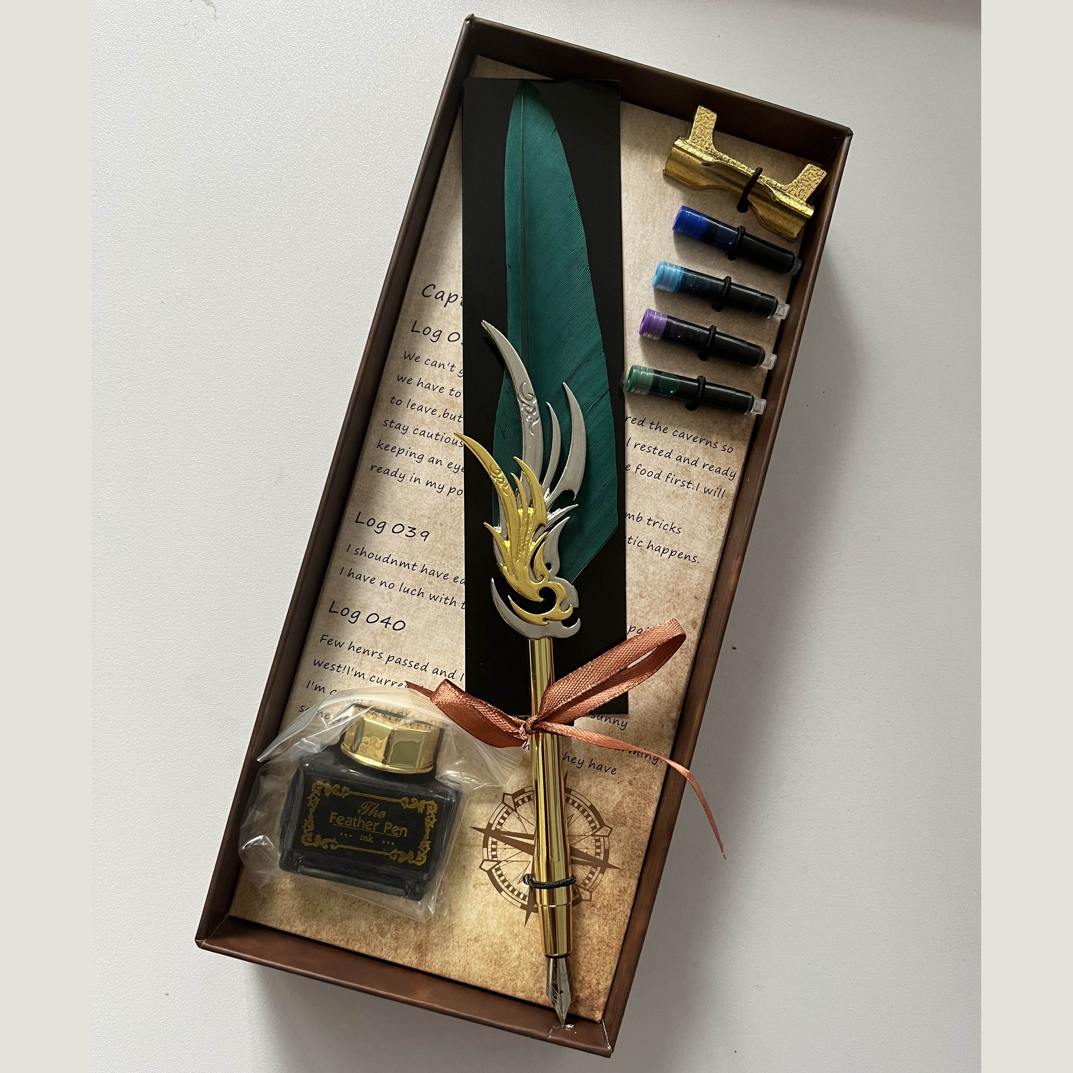 Vintage Calligraphy Feather Quill Dip Pen Gift Set