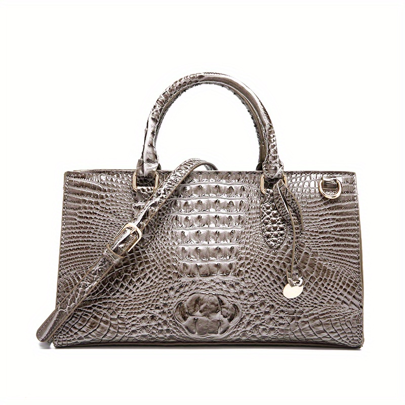 Crocodile Embossed Handbag, Fashion Leather Crossbody Bag, Women's Top  Handle Satchel Purse - Temu Philippines