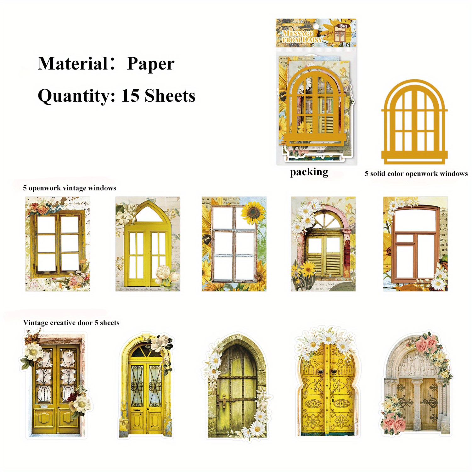 Dropship 15 Sheets Retro Openwork Decoration Material Paper For