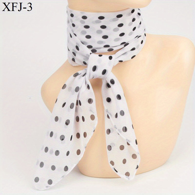 Polka Dot Print Chiffon Neckerchief Elegant Solid Color Square