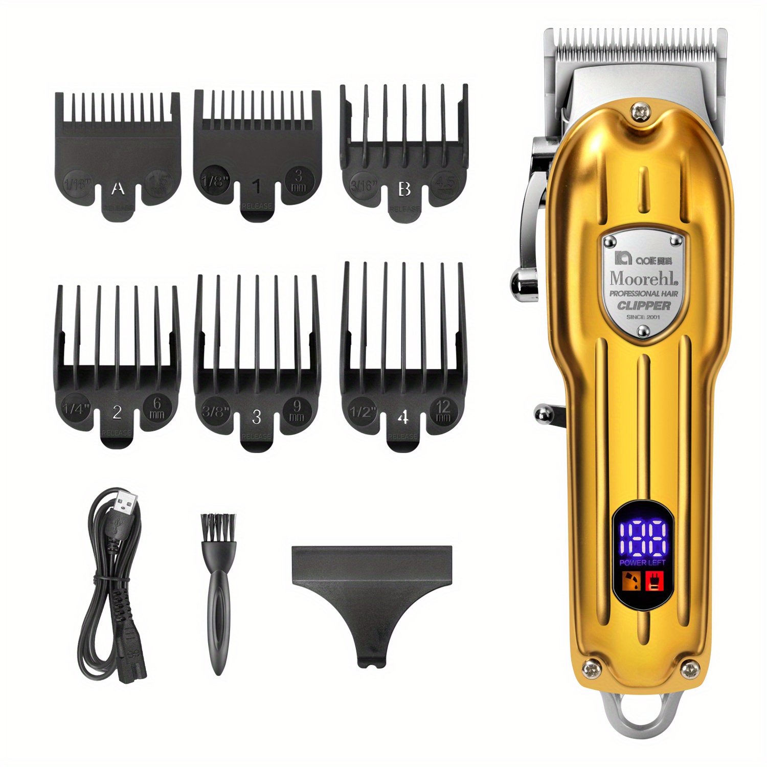 D4 Metal Hair Clipper Oil Head Clipper Barber Shop Carving Electric Clipper  Hair Salon Gradient Shaver (gold)