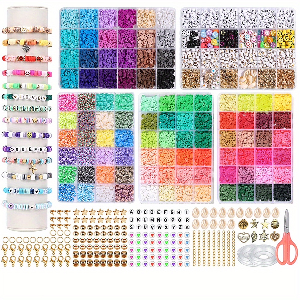 QUEFE 9600pcs Clay Beads for Bracelet Making Kit, 96 Colors Polymer Heishi  Beads with Letter Beads for Jewelry Necklace Making, Craft Gifts, Preppy