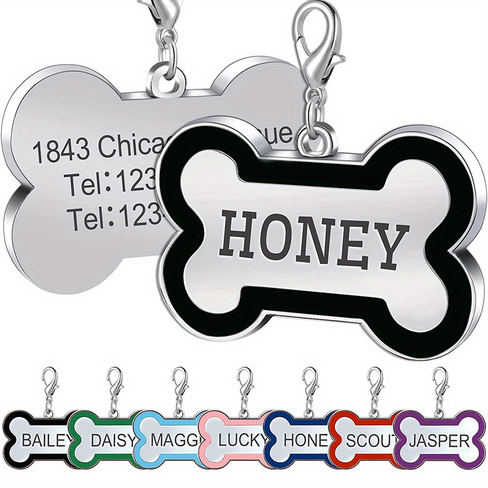 Engraved Bone Shape Pet Tags - Custom Collar Pendant