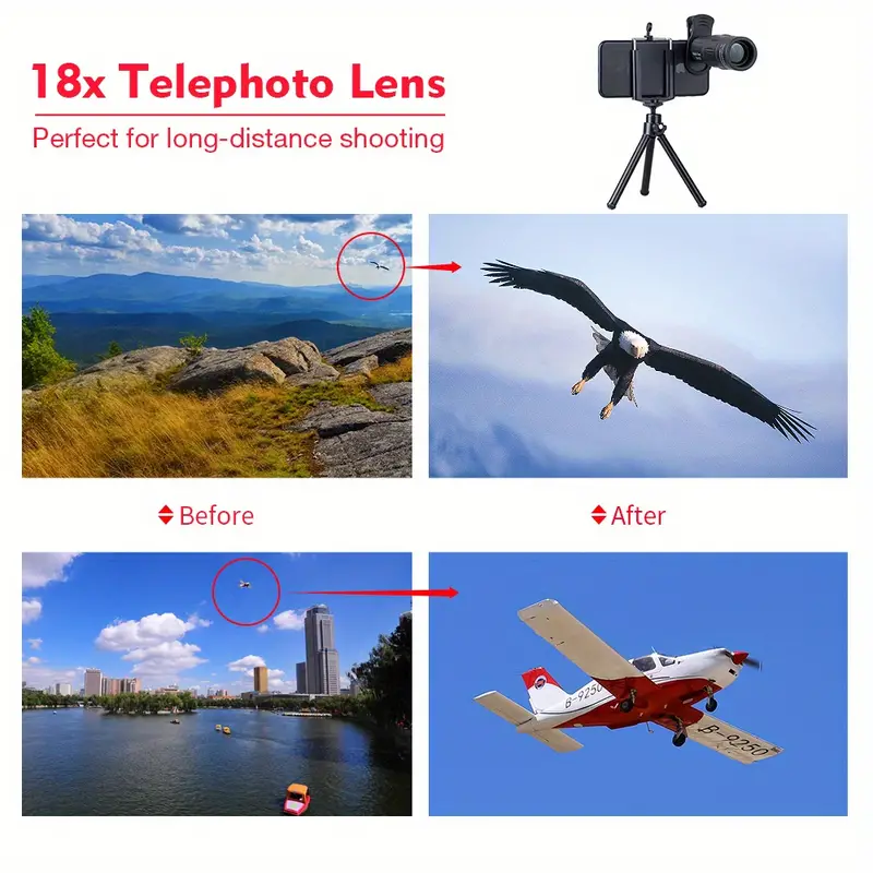 apexel 18x telescope telephoto lens with tripod monocular mobile phone camera lens for smartphones lente para celular for game camping hunting sports details 2
