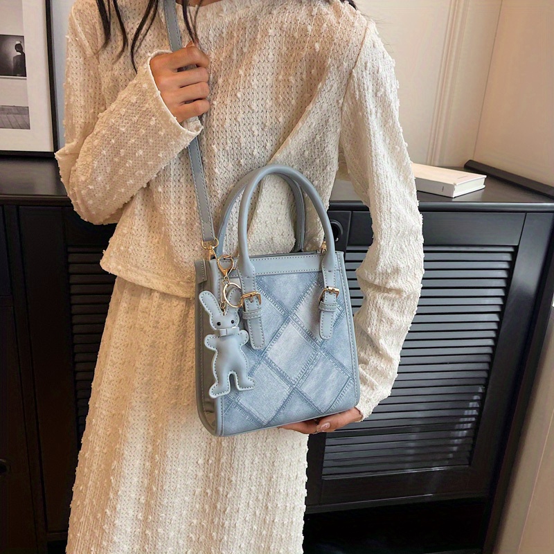 Small Crossbody Purse Cute Shoulder Bag White Argyle Handbags