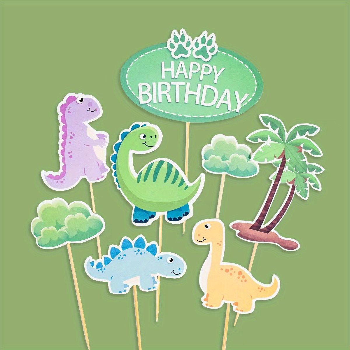 Set, Topper Per Torta Di Dinosauro Dei Cartoni Animati, Simpatici Inserti  Per Torta Di Buon Compleanno, Per Decorazione Plug-in Per Cupcake