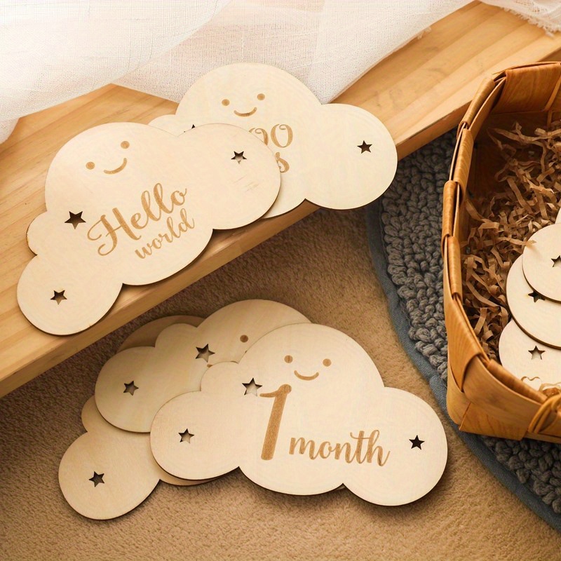 8pcs capture your babys   with wooden milestone   signs christmas present details 3