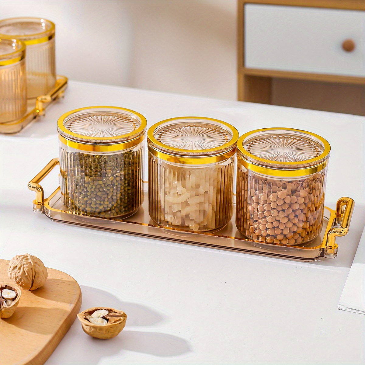 Nut Jar Dried Fruit Jar With Lid Nut Jar Snack Jar With Tray - Temu