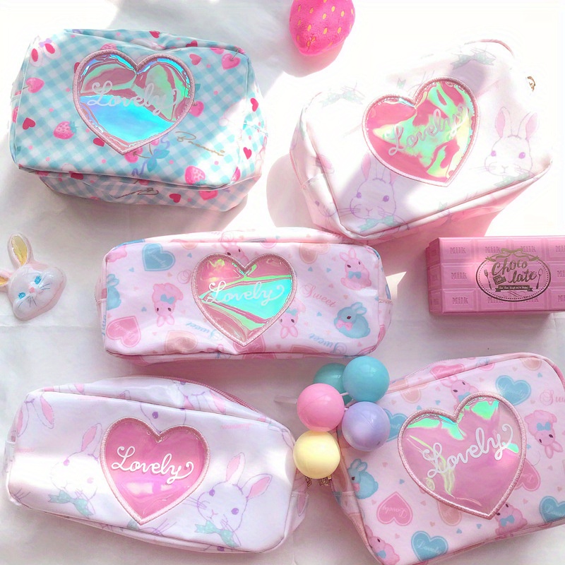 Kawaii Makeup Storage Bag Waterproof Transparent Pencil Case Large